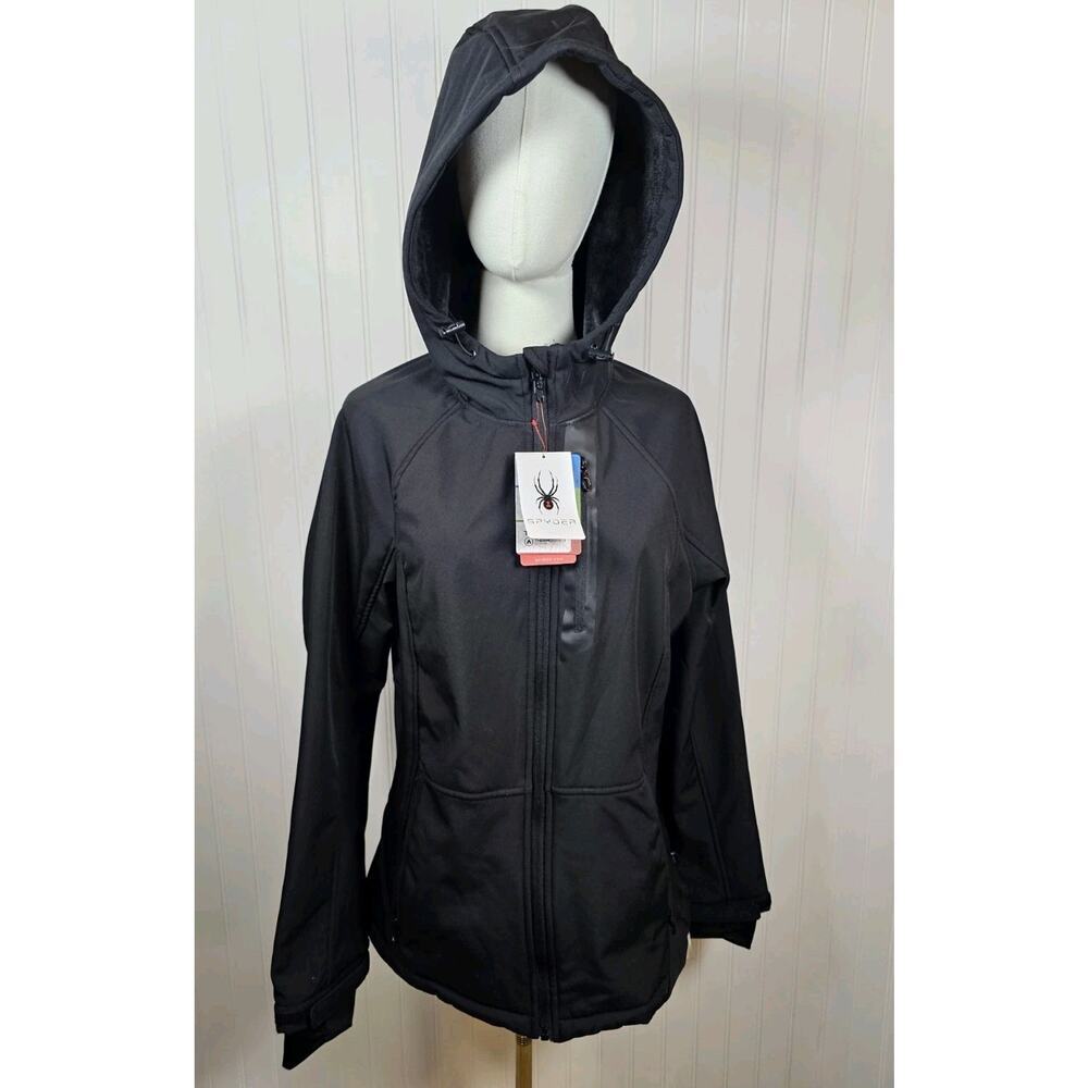 Spyder Softshell Ski Jacket Women's Large‎ NWT Black Pockets